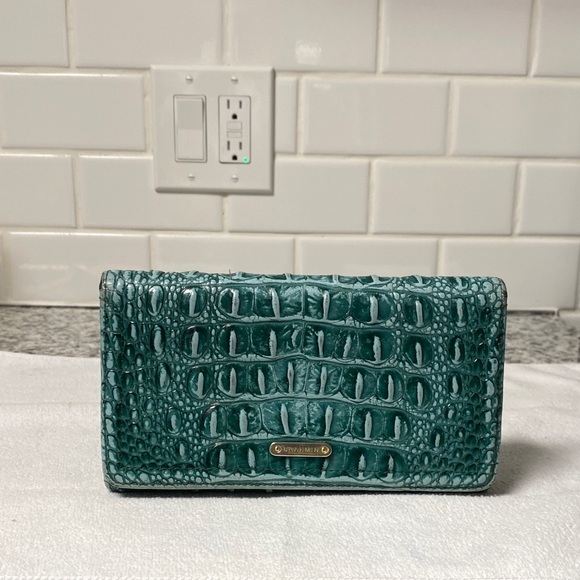 Brahmin Teal Crocodile Embossed Wallet - Picture 1 of 15